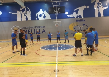 Jugadores melillenses en una sesión de entrenamientos.