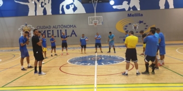 Jugadores melillenses en una sesión de entrenamientos.