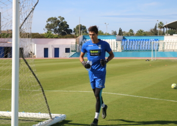 El guardameta de la UD Melilla, en una de las sesiones de entrenamientos.