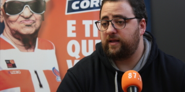 Sergio García, entrenador del conjunto gallego, durante su comparecencia en rueda de prensa.