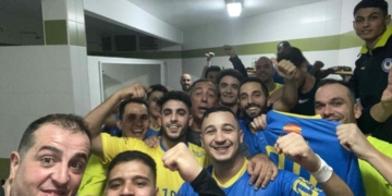 Los jugadores melillenses festejando uno de sus triunfos de esta temporada liguera.