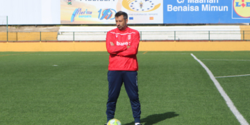 Herrero, en la sesión de entrenamiento de ayer.