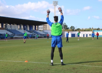 Los jugadores azulinos, en el entrenamiento celebrado en la jornada de ayer.