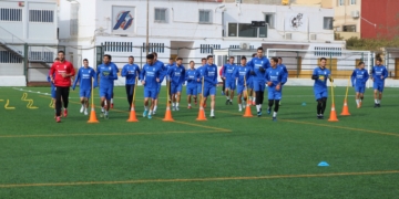 Los jugadores de la primera plantilla unionistas trabajaron durante la mañana de ayer.