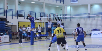 Jugada en uno de los partidos de los melillenses en la presente temporada liguera.