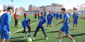 Imagen de la sesión de entrenamientos de este lunes.