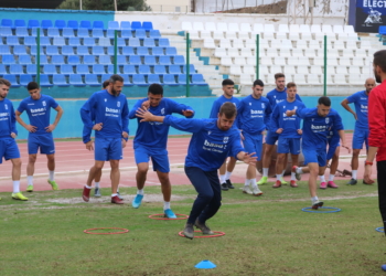 Los jugadores azulinos, en el entrenamiento celebrado en la jornada de ayer.