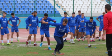 Los jugadores azulinos, en el entrenamiento celebrado en la jornada de ayer.