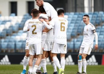 Los jugadores del conjunto merengue celebran uno de los goles conseguidos en la presente campaña liguera.