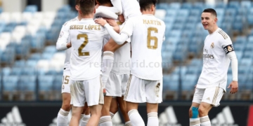 Los jugadores del conjunto merengue celebran uno de los goles conseguidos en la presente campaña liguera.