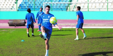 El joven melillense, en una de las sesiones de entrenamientos con el primer equipo.