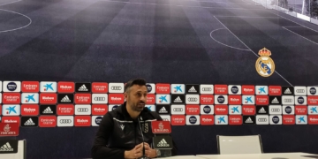 Manolo Herrero, en la rueda de prensa posterior al partido.