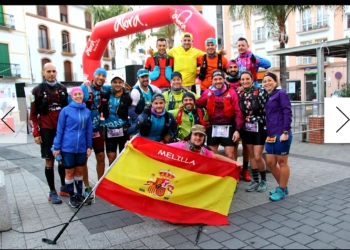 Algunos de los componentes de la expedición del trail melillense a tierras malagueñas.