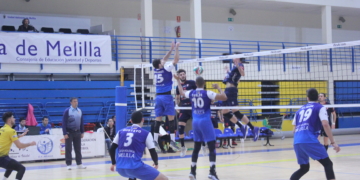 Imagen de uno de los partidos del CV Melilla en su pabellón.