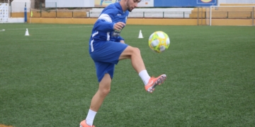 El futbolista unionista, en la sesión de entrenamiento de ayer.