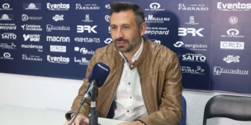 Manolo Herrero, en la rueda de prensa posterior al encuentro de ayer.