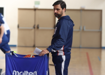 Alejandro Alcoba, en una de las sesiones de entrenamientos de esta semana.