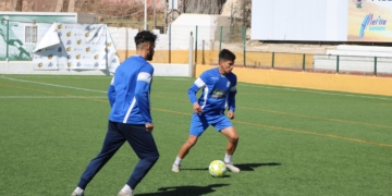 El jugador azulino, durante la sesión de entrenamiento realizada ayer.