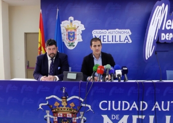 Imagen de la rueda de prensa en el pabellón Melilla Ciudad del Deporte.