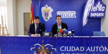 Imagen de la rueda de prensa en el pabellón Melilla Ciudad del Deporte.