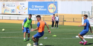 Componentes de la plantilla unionista, en una de sus sesiones de entrenamientos.
