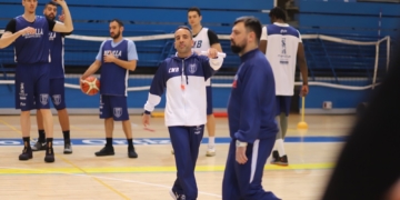 Imagen de uno de los entrenamientos con el Melilla Baloncesto.