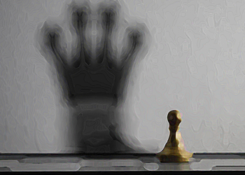 Chessman is changed to the shadow of the crown. Idea concept