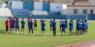 Componentes de la escuadra melillense, en el entrenamiento de ayer.