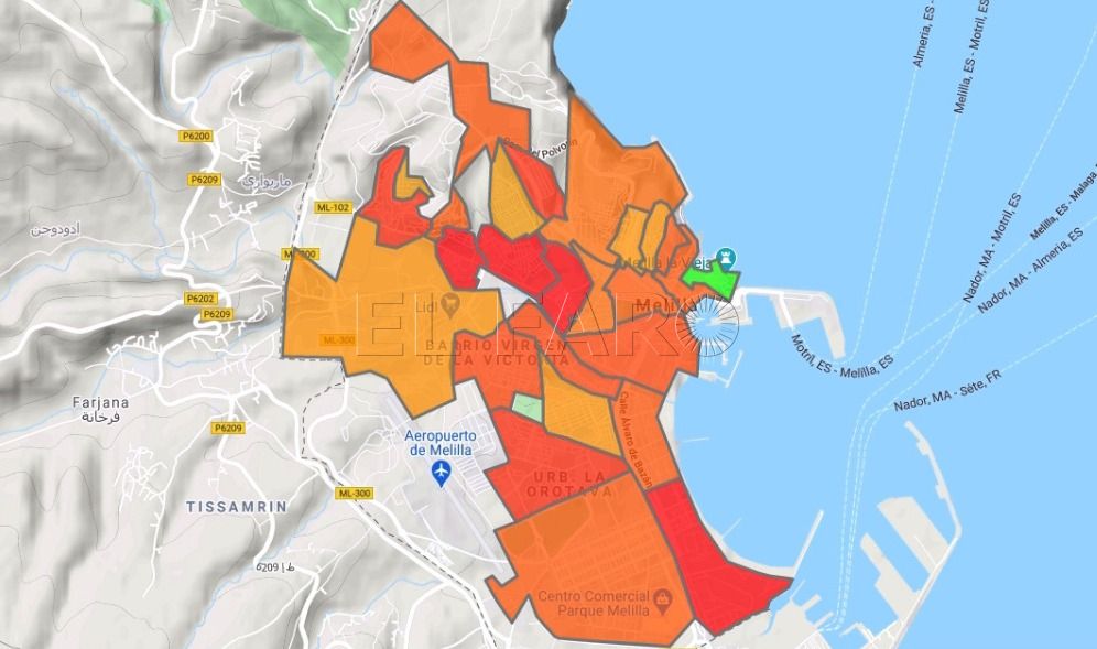 Batería Jota, el barrio con la incidencia acumulada más alta de Melilla