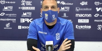 El cancerbero, natural de Aracena (Huelva), atendió a la prensa en la previa del encuentro frente a la U.D. Socuéllamos.