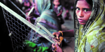 Women in a training centre for traditional handicrafts, a project that is assisted by the United Nations Development Programme in Demra, Bangladesh. [No exact date]