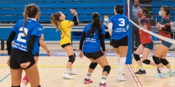Jugadoras de la escuadra melillense, en uno de sus partidos de esta temporada.