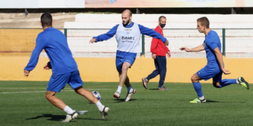 Jugadores de la primera plantilla unionista ejercitándose en la instalación de nuestra ciudad.