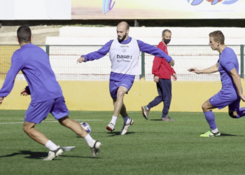 Jugadores de la primera plantilla unionista ejercitándose en la instalación de nuestra ciudad.