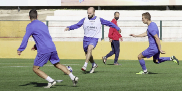 Jugadores de la primera plantilla unionista ejercitándose en la instalación de nuestra ciudad.