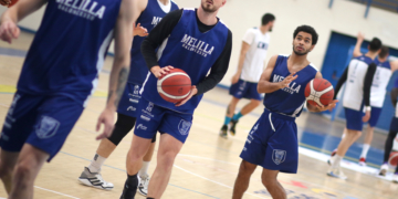 Jugadores del Melilla Sport capital, en una de las sesiones de entrenamientos.