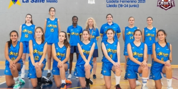 Formación del conjunto lasaliano femenino que representará a Melilla en el Nacional que se celebra en Lleida.