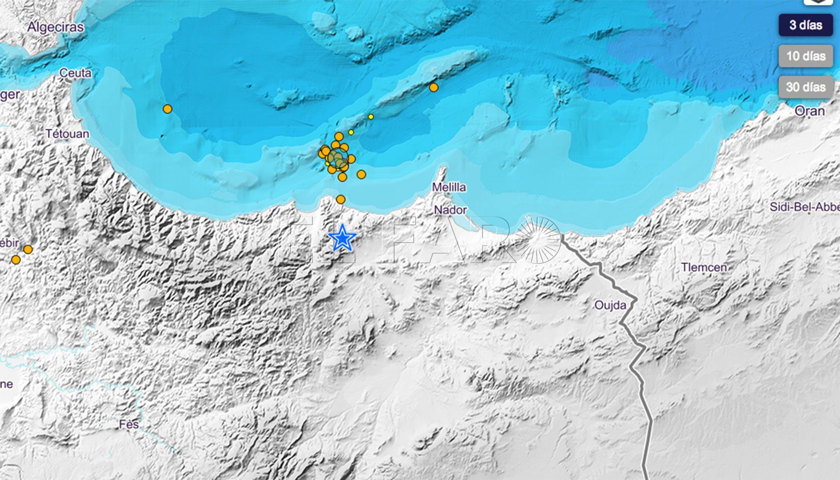 Cuatro terremotos en 45 minutos, uno de 4.5, se dejan sentir en Melilla