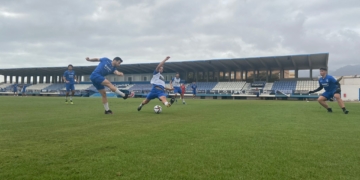 Imagen de la sesión de entrenamientos de ayer.