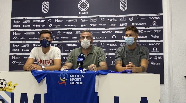 Puesta de largo para los nuevos centrales de la UD Melilla, Sergio Chica y Delmonte
