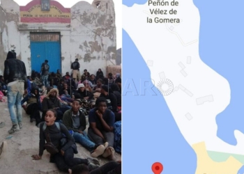 Migrantes subsaharianos en Vélez de la Gomera.