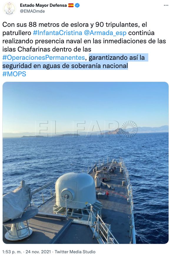 La Armada espa ola patrulla en las cercan as de las Islas Chafarinas