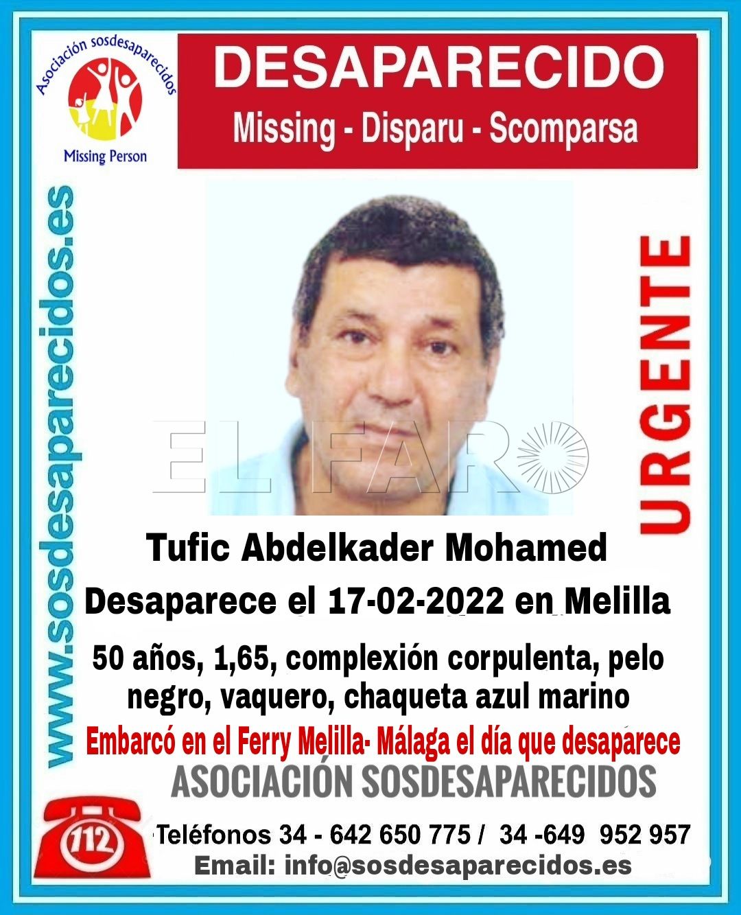 Desaparecido en Melilla un hombre de 50 años