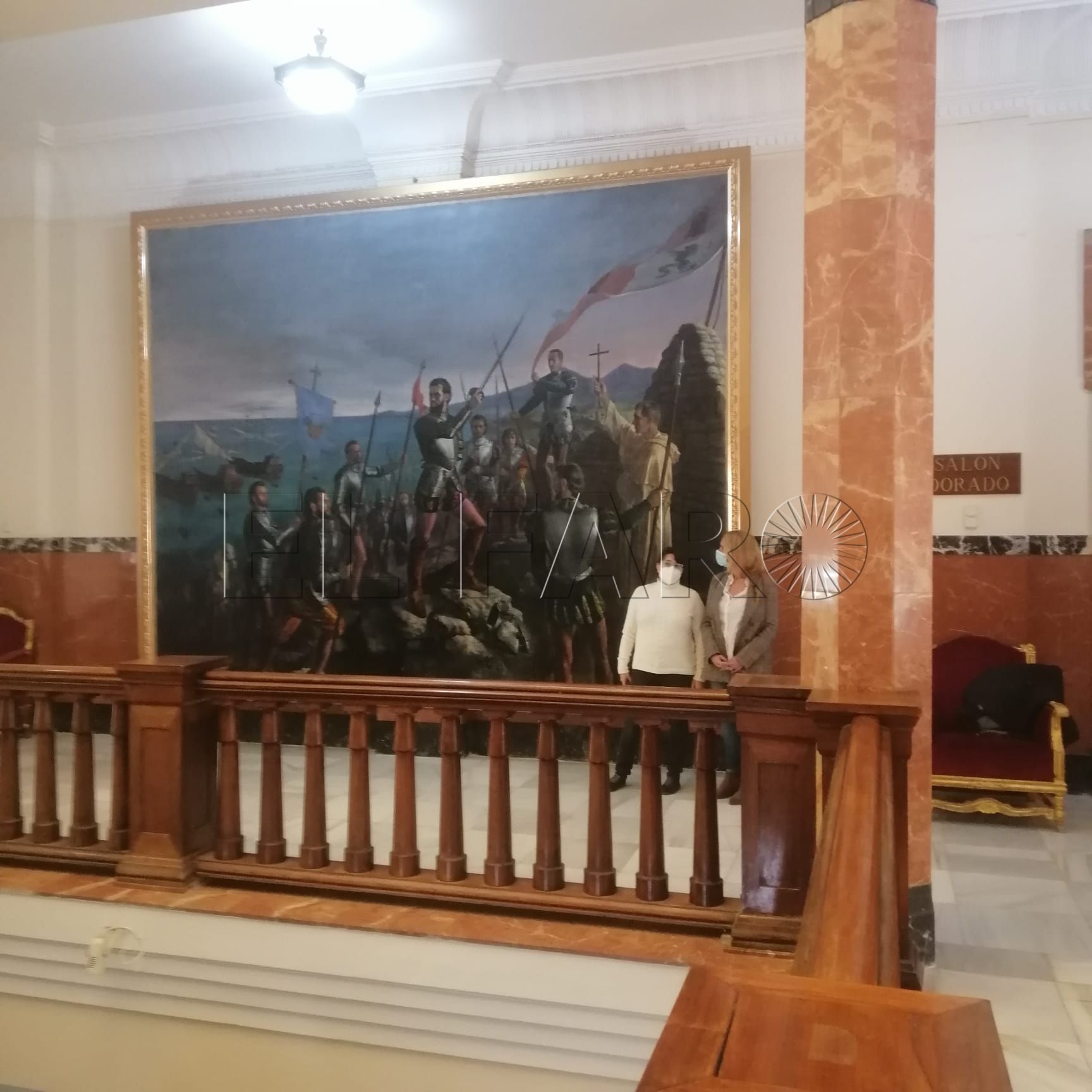 Restaurado el cuadro de Vicente Maeso sobre la llegada de Pedro Estopiñán a Melilla