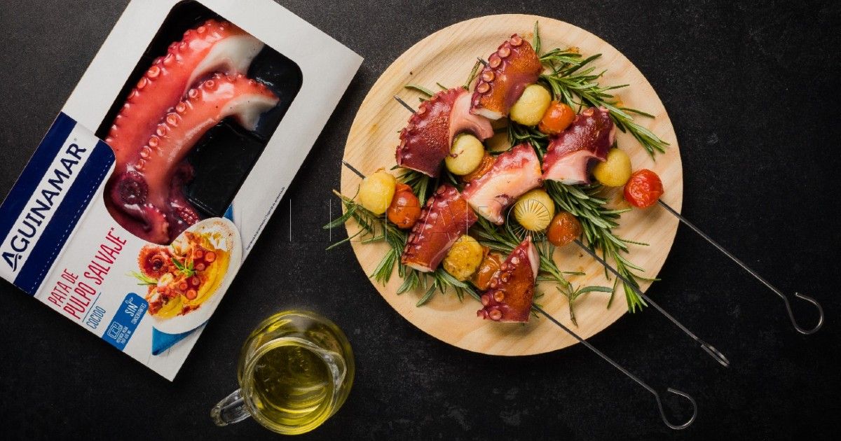 Cocina en Cuaresma: Brocheta de pulpo con patata y tomates cherrys