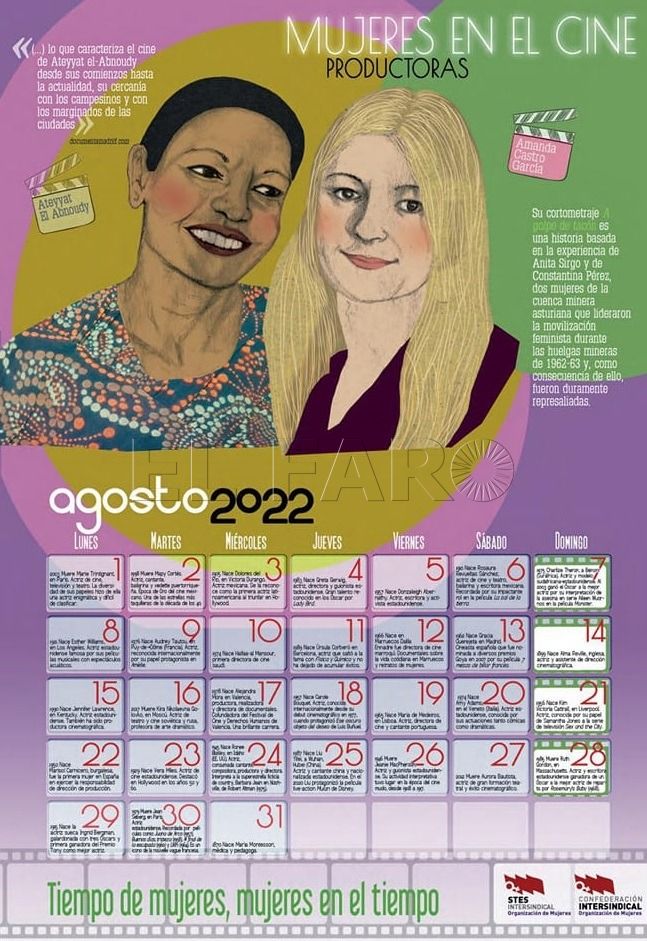 El calendario coeducativo de mujeres de SATE muestra a dos productoras de cine