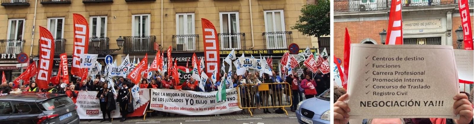 CC.OO. se manifiesta en las puertas del Ministerio de Justicia por más derechos laborales
