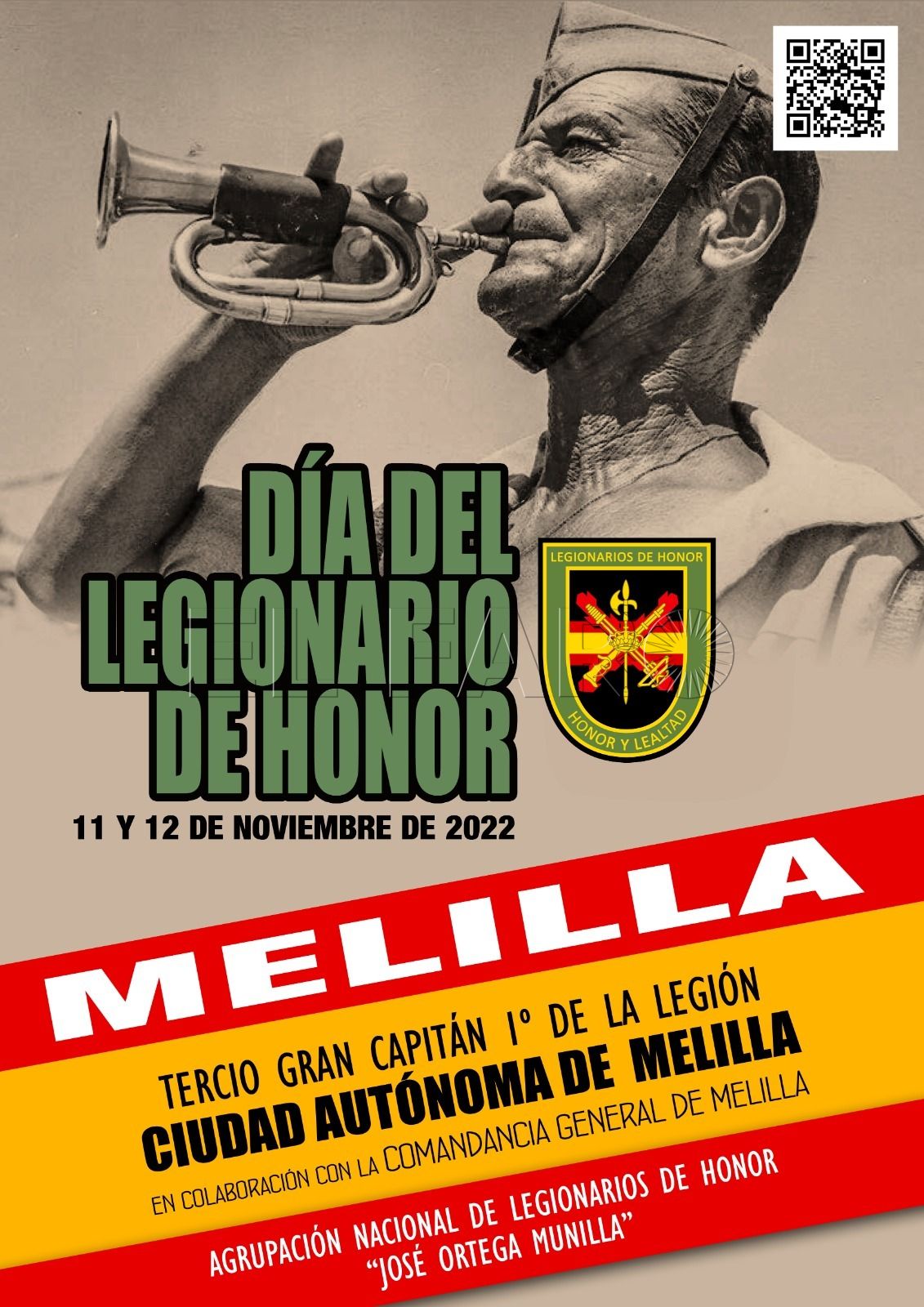 Melilla celebrará el IV Día Nacional del Legionario de Honor el próximo 11 de noviembre