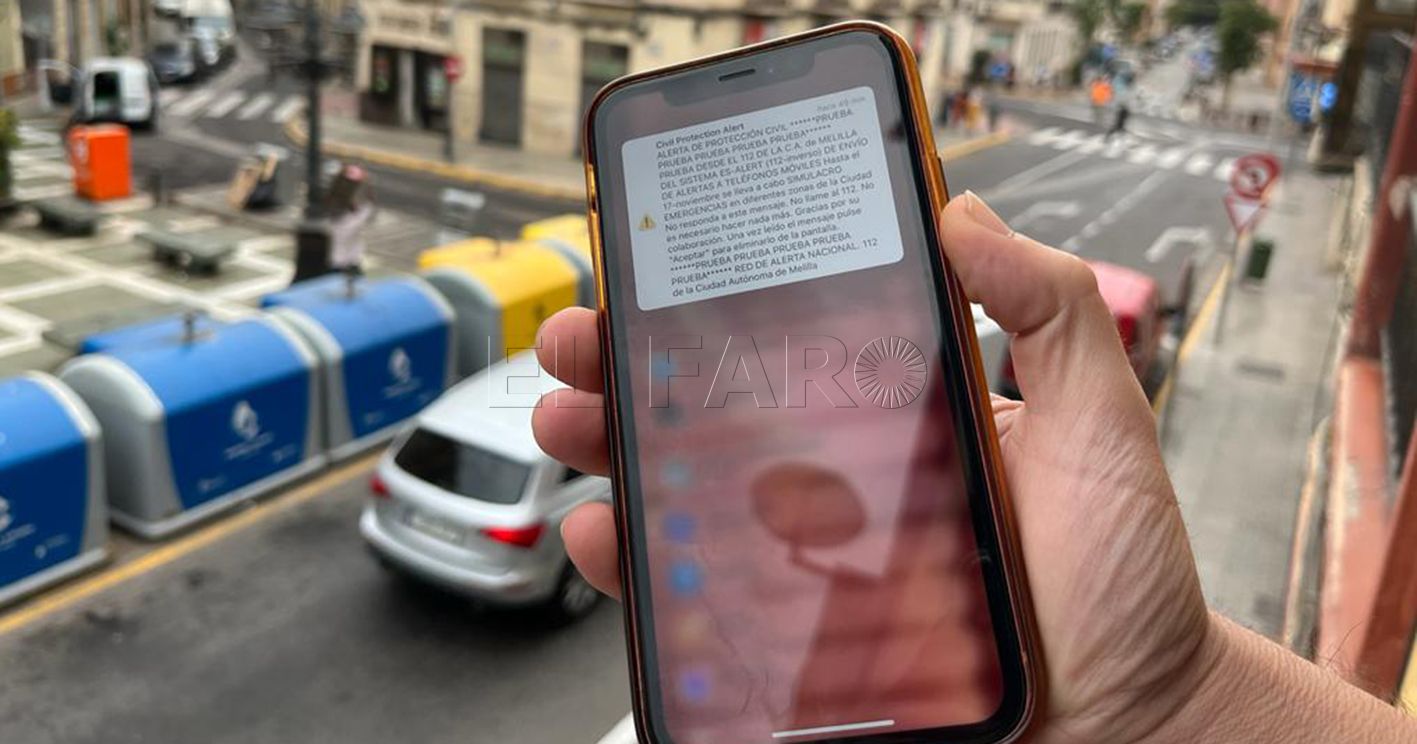 El Gobierno envía un mensaje de prueba del sistema de alertas a teléfonos en Melilla