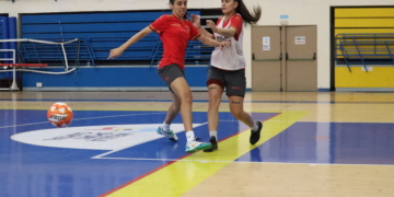 Vicky Vélez durante uno de los entrenamientos realizados esta temporada a las órdenes de Morenín.